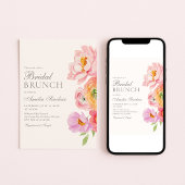 Watercolor helder bloem bruids brunch uitnodiging