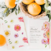 Watercolor helder bloem bruids brunch uitnodiging