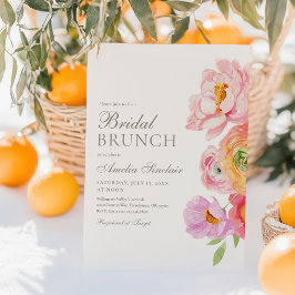 Watercolor helder bloem bruids brunch uitnodiging
