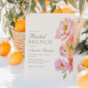 Watercolor helder bloem bruids brunch uitnodiging