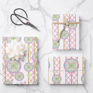 Watercolor Helder Mahjong Medaillon Inpakpapier Vel