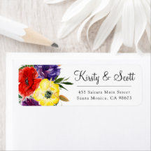 Watercolor heldere zomer bloemen trouwadres