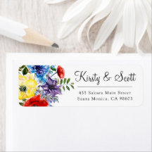 Watercolor heldere zomer bloemen trouwadres