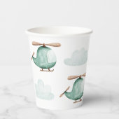 Watercolor Helicopter | Baby Shower or Birthday Papieren Bekers (Voorkant)