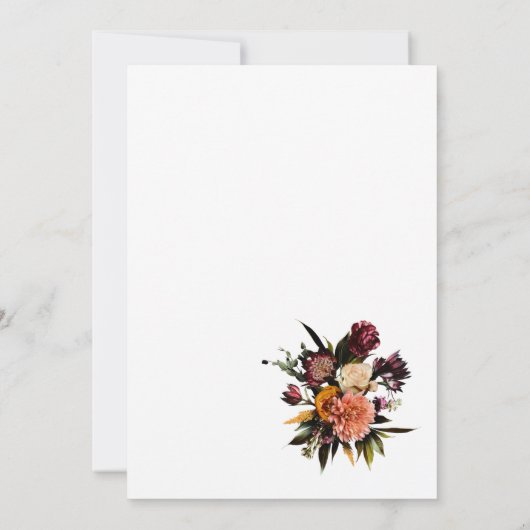 Watercolor Helle tapijt bloemen gouden Uitnodiging (Achterkant)