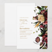 Watercolor Helle tapijt bloemen gouden Uitnodiging (Voorkant / Achterkant)