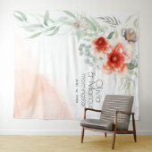 Watercolor Hellingkoraal Bloem Huwelijksrequisiet Wandkleed (In Situ (horizontaal))