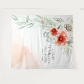 Watercolor Hellingkoraal Bloem Huwelijksrequisiet Wandkleed (Voorkant (horizontaal))