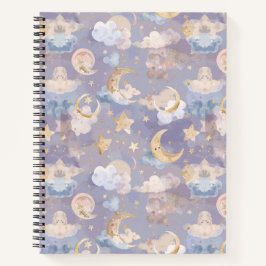 Watercolor Hemel Journaal | Pastel Manen, Sterren Notitieboek