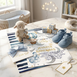 Watercolor Hemel Schaap & Ballon Baby shower Kaart