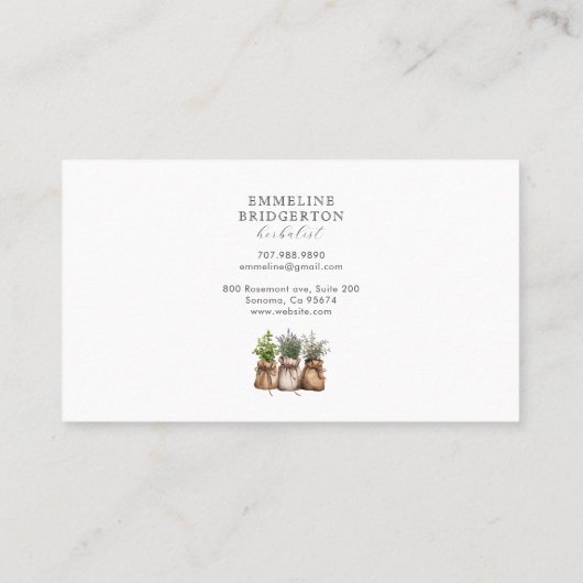 Watercolor Herbalist Herbal Medicine  Visitekaartje (Achterkant)