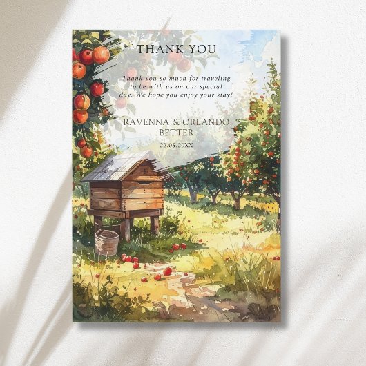 Watercolor Herfst Appelboomgaard Bedankkaart Aankondiging