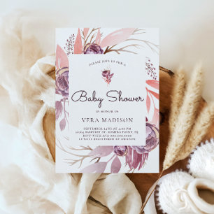 Watercolor Herfst Bloemen Baby Shower Kaart