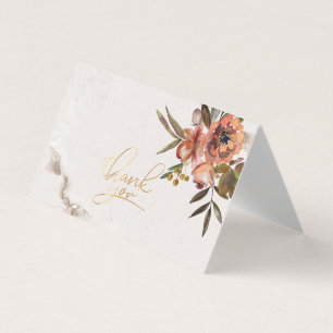 Watercolor Herfst Bloemen Bedankkaart Visitekaartje