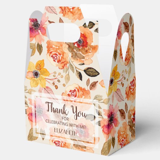 Watercolor Herfst Bloemen Bruidsfeestje Bedankdoosjes (Geopend)