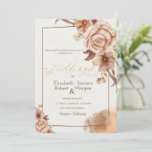 Watercolor Herfst Bloemen Frame Bruiloft  Kaart (Staand voorkant)