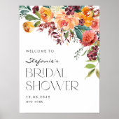 Watercolor herfst bloemstuk bruidsdouche poster (Voorkant)