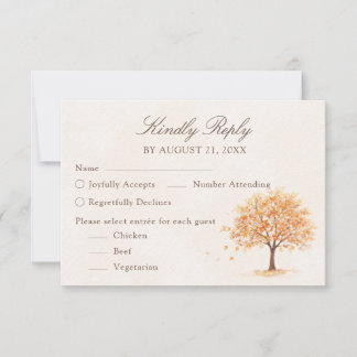 Watercolor Herfst Boom Bruiloft RSVP Kaart