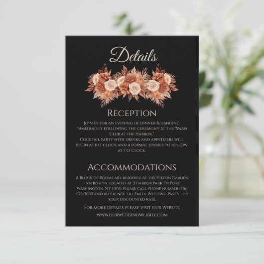 Watercolor Herfst Elegantie-Huwelijk- Informatiekaartje (Staand voorkant)