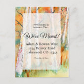 Watercolor Herfst Espenbomen Nieuw Adres Aankondigingskaart (Voorkant)