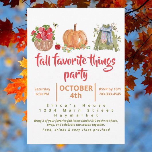 Watercolor Herfst Favoriete Dingen Feest