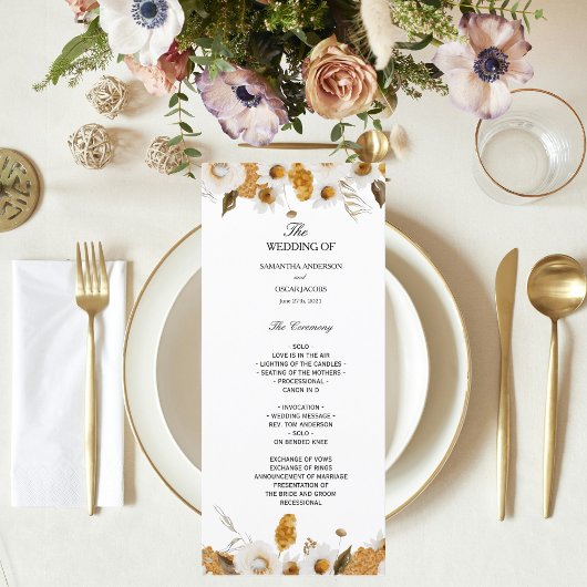 Watercolor Herfst Geel & Wit Bloem Motief Frame Menu