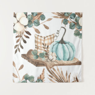 Watercolor Herfst: Gekleurd Pompoen Patroon Wandkleed