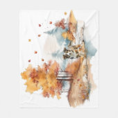 Watercolor Herfst Hond Ontwerp- Australian Shepher Fleece Deken (Voorkant)