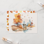Watercolor Herfst Hond Ontwerp- Australian Shepher Kaart (Voorkant / Achterkant in situ)