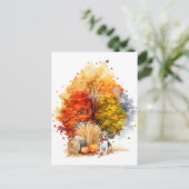 Watercolor Herfst Hond Ontwerp- Beagle Briefkaart (Staand voorkant)