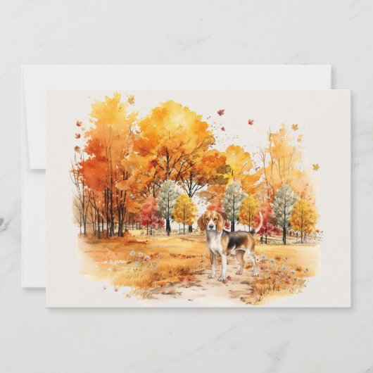 Watercolor herfst hond ontwerp- Beagle Kaart (Voorkant)
