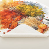 Watercolor Herfst Hond Ontwerp - Beagle Sherpa Deken (3/4)