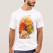 Watercolor Herfst Hond Ontwerp - Beagle T-shirt (Voorkant)
