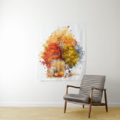 Watercolor Herfst Hond Ontwerp- Beagle Wandkleed (In situ)