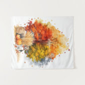 Watercolor Herfst Hond Ontwerp- Beagle Wandkleed (Voorkant (horizontaal))