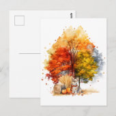 Watercolor Herfst Hond Ontwerp - Corgi Briefkaart (Voorkant / Achterkant)