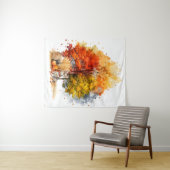 Watercolor Herfst Hond Ontwerp- Corgi Wandkleed (In Situ (horizontaal))