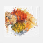 Watercolor Herfst Hond Ontwerp- Duitse Herder Fleece Deken (Voorkant (Horizontaal))