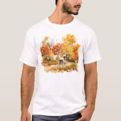 Watercolor Herfst Hond Ontwerp- Duitse Pointer T-shirt (Voorkant)