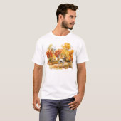 Watercolor Herfst Hond Ontwerp- Duitse Pointer T-shirt (Voorkant volledig)