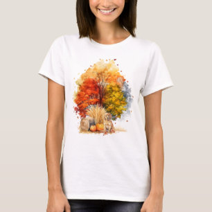 Watercolor Herfst Hond Ontwerp- Golden Retriever T-shirt