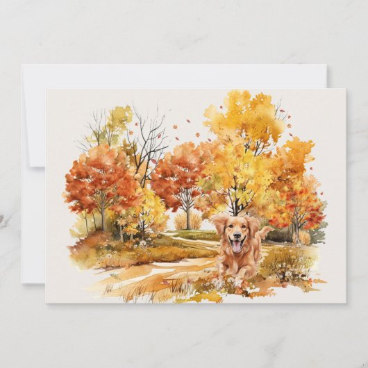 Watercolor herfst hond ontwerp- Gouden Retriever Kaart (Voorkant)