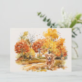 Watercolor herfst hond ontwerp- Gouden Retriever Kaart (Staand voorkant)