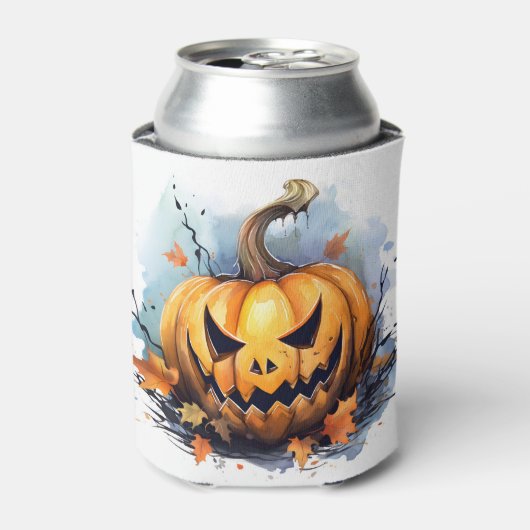 Watercolor Herfst Jack-o-lantern Blikjeskoeler (Blikje Voorkant)