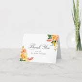 Watercolor Herfst Perzik Bloem Bruiloft Dankjewel Bedankkaart (Voorkant)
