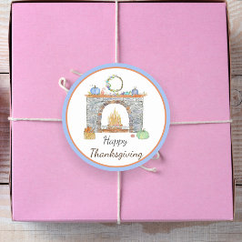 Watercolor Herfst Plezier Pompoen Kruiden, Taart Ronde Sticker