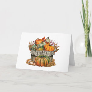 Watercolor herfst pompoen en tarwe oogst  kaart