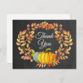 Watercolor herfst pompoen krijtbord bedankkaart (Voorkant / Achterkant)