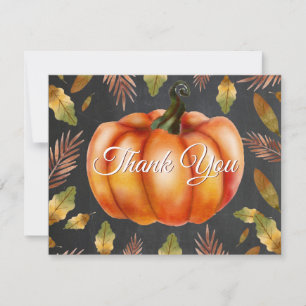 Watercolor herfst pompoen oranje bedankkaart