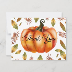 Watercolor herfst pompoen oranje bedankkaart